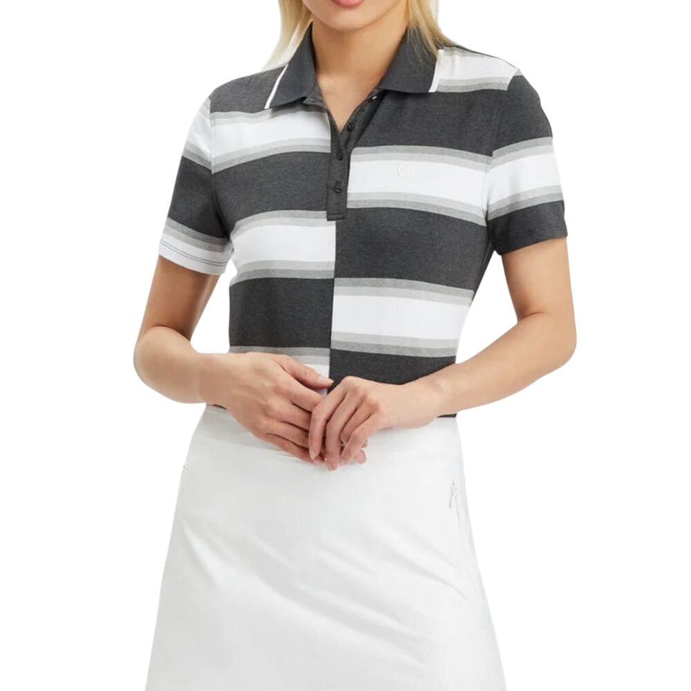 G/FORE Women's Offset Gradient Stripe Performance Fabric Polo Top XS